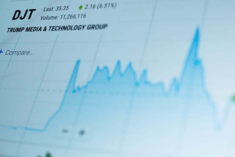 ARŞİV. Trump Media and Technology Group'un fiyat grafiği, Nasdaq internet sitesinde New York'ta bir bilgisayar ekranında görülüyor, Nisan 2024