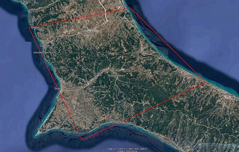 Χάρτης της περιοχής από την Υπηρεσία Copernicus