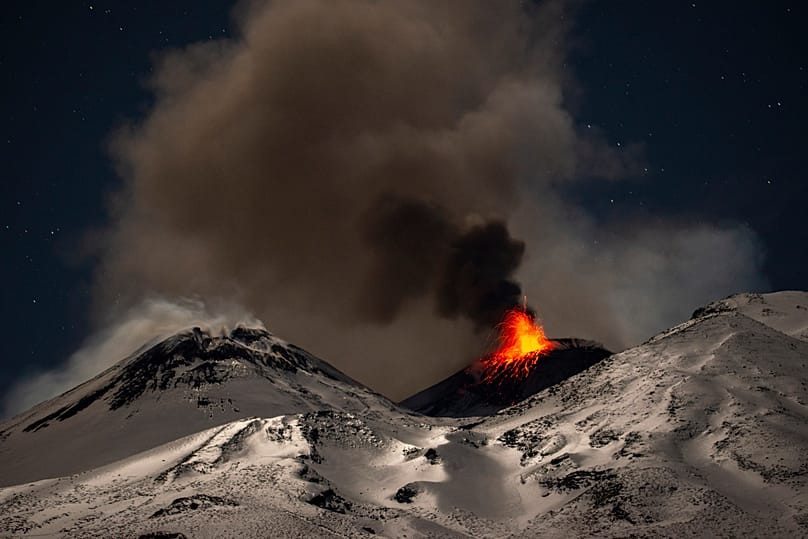 Explosive activity concentrates at the north-east crater of the Mount Etna, 29 December, 2025