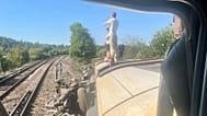 The scene of a train derailment near the town of Lewes, 13 August, 2026
