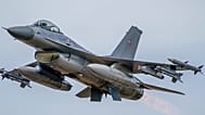 A Royal Danish Air Force jet flies during the NATO military exercises Crystal arrow 2022 at the Adazi military range, Latvia, Friday, March 11, 2022.