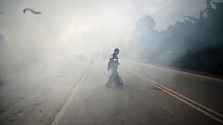 Volunteer firefighters helped contain a blaze on the Halkidiki peninsula in northern Greece on Thursday. 13 August, 2026.