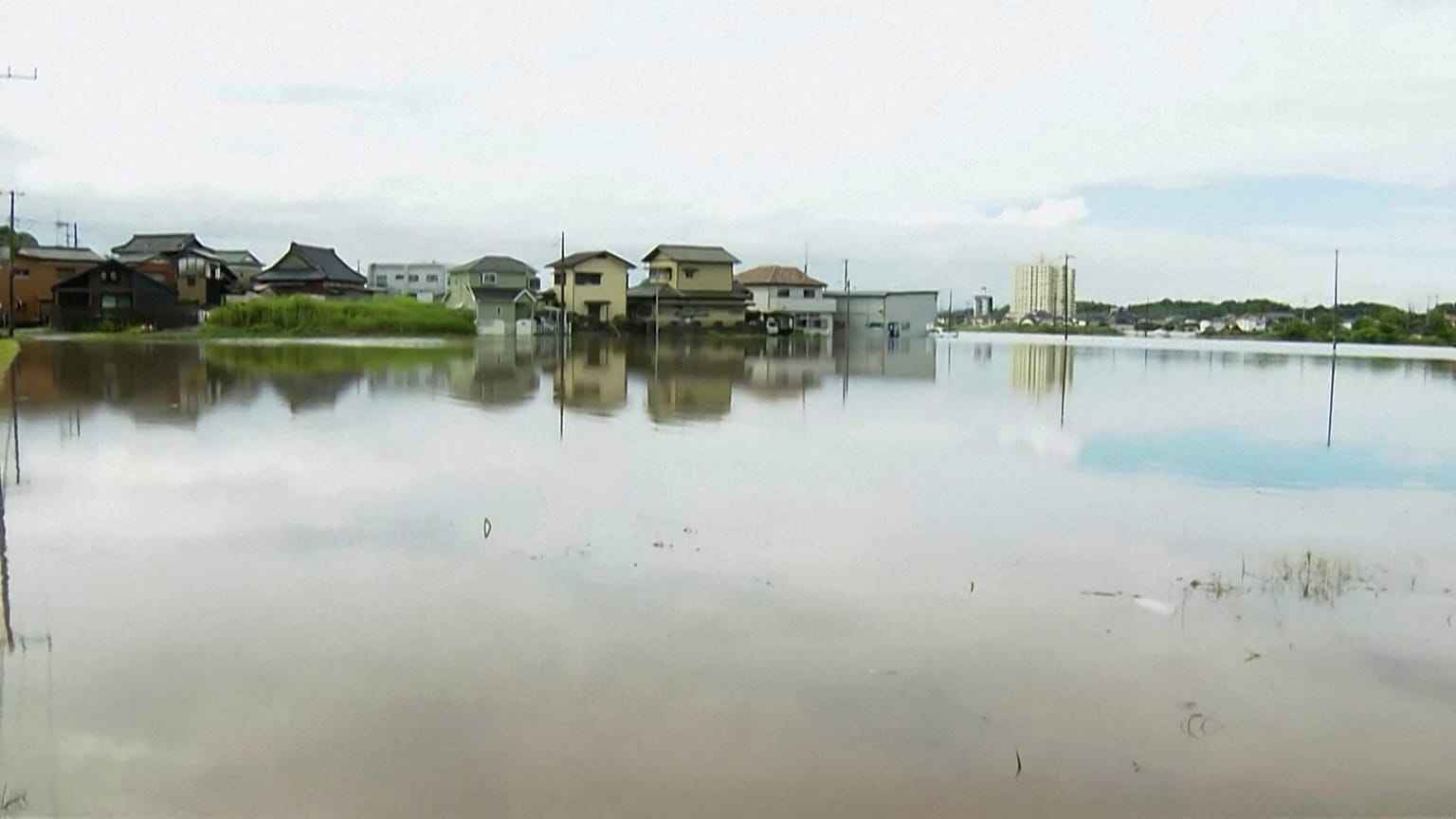 Flooded field from heavy rains in Chiba prefecture east of Tokyo
