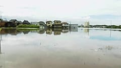 Zalane pola po ulewnych deszczach w prefekturze Chiba na wschód od Tokio