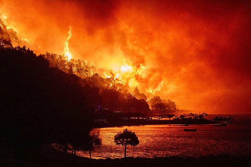 A wildfire on the Adriatic coast near Omiš, 14 August, 2026