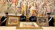 Three stolen artworks on display by Italian police, 14 August, 2026