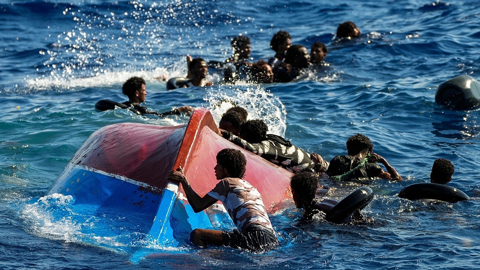 Migrants from Syria and Libya are assisted by Spanish NGO Open Arms during a rescue operation in the Mediterranean Sea, 11 August, 2022