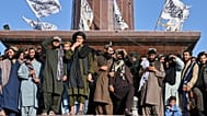 Taliban supporters marking the five year anniversary of the takeover in Kabul