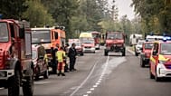 Firefightres in Hautes Fagnes near Eupen, Belgium,