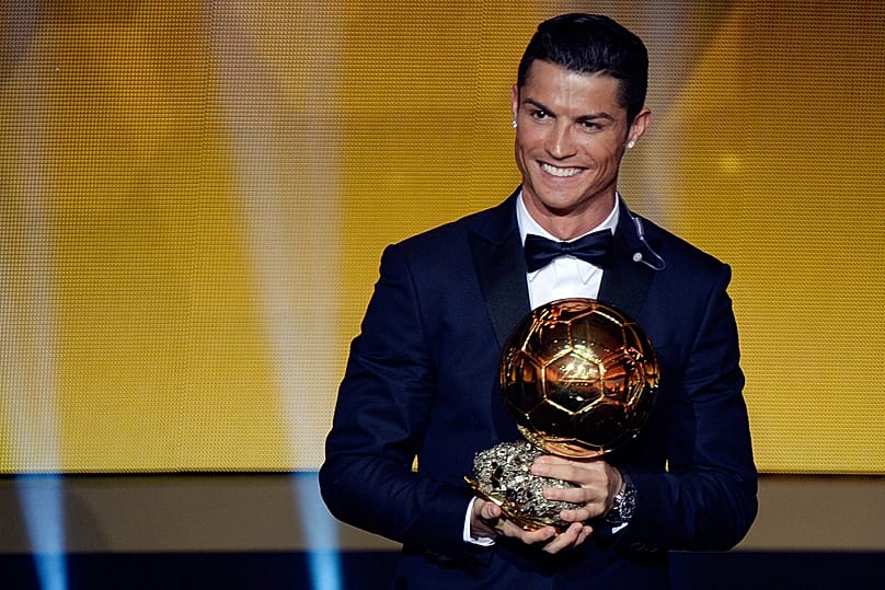 Cristiano Ronaldo of Portugal after winning the FIFA Men's soccer player of the year 2014 prize at the FIFA Ballon d'Or awarding ceremony in Zürich on 12 January 2015,