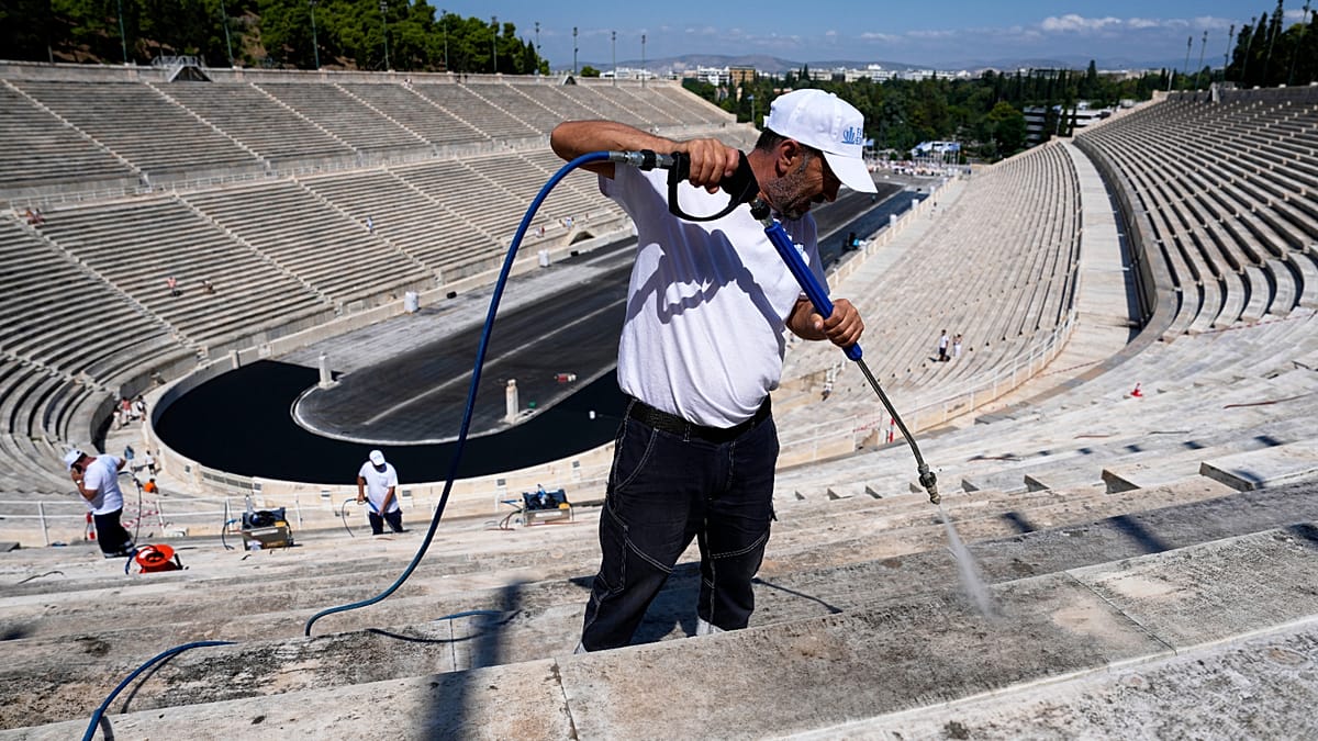 Panathenaic Stadium's marble regains its shine: First cleaning of Greek arena in a century