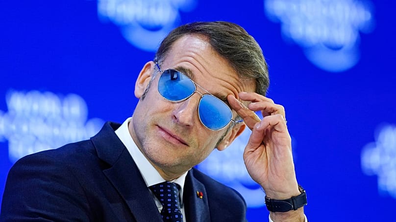 French President Emmanuel Macron at the World Economic Forum annual meeting in Davos, Switzerland,