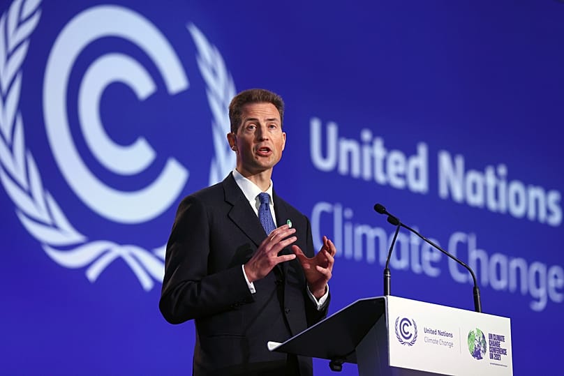 Hereditary Prince Alois of Liechtenstein speaks during the UN Climate Change Conference COP26 in Glasgow, 2 November, 2021