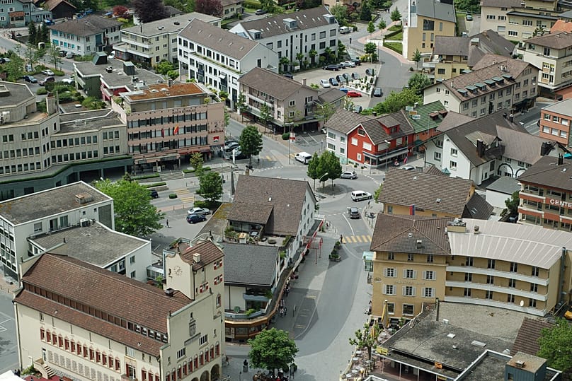 An aerial view of Liechteinstein’s capital Vaduz, 19 May, 2008