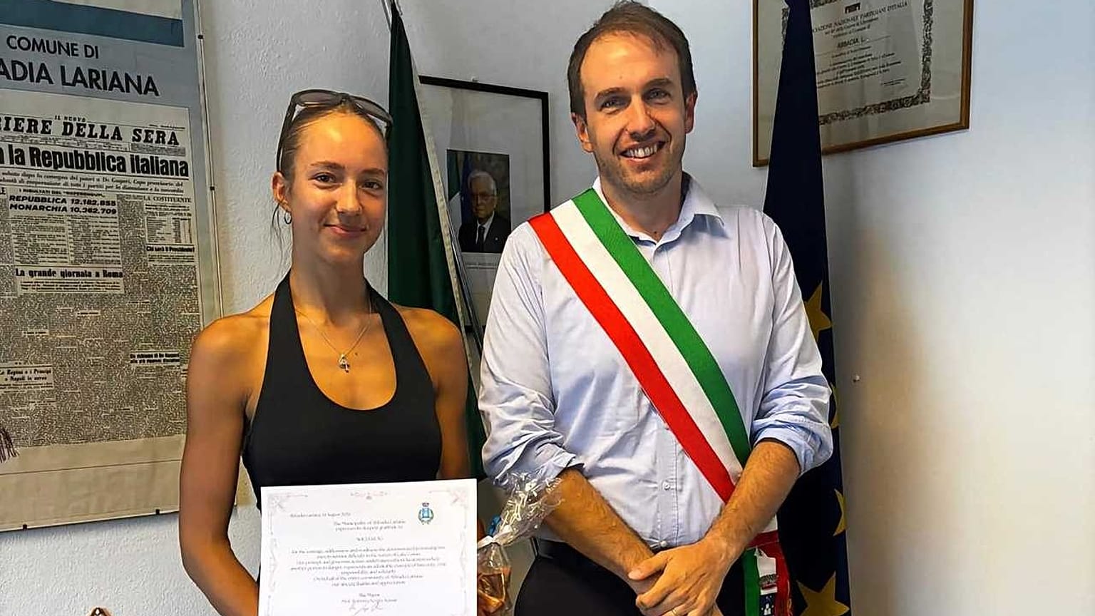 Polka Alicja Klag została uhonorowana przez władze Abbadia Lariana we Włoszech po akcji ratunkowej nad jeziorem Como.