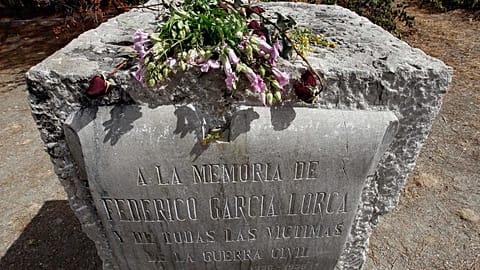 The monolith in memory of Spanish poet Federico García Lorca is seen at the place where he is believed to be buried, in the village of Viznar, near Granada, Spain, 2008