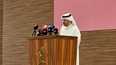 Qatar's Foreign Ministry spokesperson Dr Majed Al Ansari speaks during a press briefing in Doha on 4 August 2026.