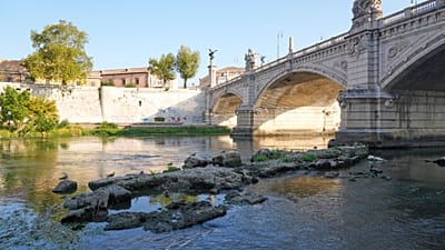 Remains of Nero's bridge reappear in Rome in the drought-hit Tiber