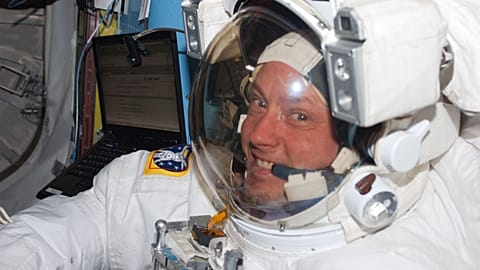 NASA astronaut Mike Fincke is pictured inside the International Space Station’s Quest airlock prior to the start of the third spacewalk for the STS-134 mission. Credit: NASA