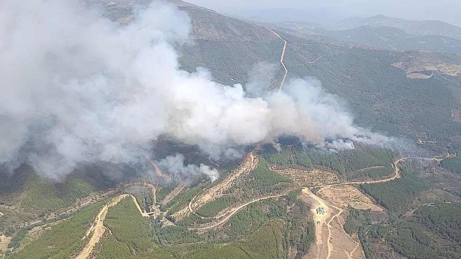 El incendio forestal de Pinofranqueado (Cáceres), declarado de nivel 2 de peligrosidad, avanza hacia el límite con la provincia de Salamanca.