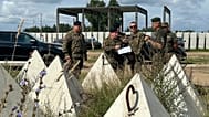 Latvian President Edgars Rinkēvičs during a visit to the Latvian-Belarusian border near Piedruja.