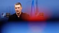 Ukraine's Defence Minister Mykhailo Fedorov addresses the media at NATO headquarters in Brussels, 12 February, 2026