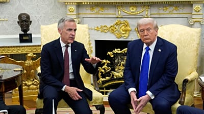 El primer ministro de Canadá Mark Carney y el presidente Donald Trump ofrecen una rueda de prensa en la Casa Blanca en Washington, el 7 de octubre de 2025