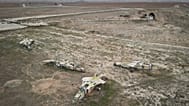 Decommissioned Syrian Air Force planes are seen at the Abu al-Duhur military airport east of Idlib, 7 December, 2024