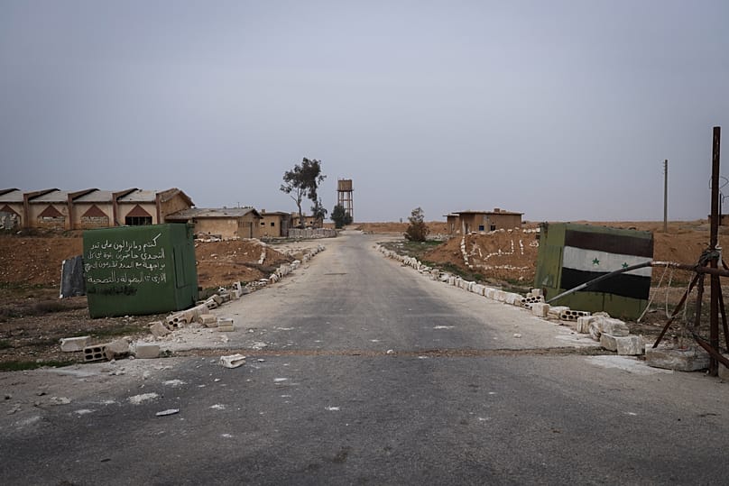 A Syrian army checkpoint abandoned near the Abu al-Duhur military airport east of Idlib, 7 December, 2024