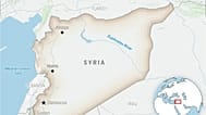 Suriye'yi ve başkent Şam'ı gösteren harita. (AP Photo)