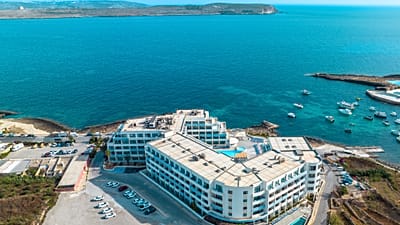 A bird's eye view of the Riviera Spa Resort in Marfa Bay, Mellieha, Malta