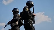 Iranian police special forces stand guard