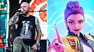 Left: Ryan Clark of Demon Hunter performs during Louder Than Life at Highland Festival Grounds - 2019 / Right: Netflix's KPop Demon Hunters