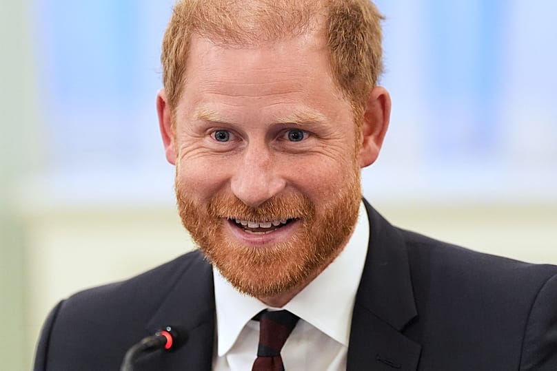The UK's Prince Harry, the Duke of Sussex, speaks at a roundtable about support for veterans, Wednesday, Aug. 19, 2026, in Washington