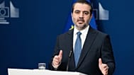 وزير الخارجية السوري أسعد حسن الشيباني يلقي كلمة في مؤتمر صحفي عقب اجتماع منتدى تنسيق الشراكة السورية في بروكسل، الاثنين 11 مايو 2026. 