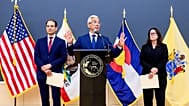 FILE - California Attorney General Rob Bonta discusses a lawsuit against Meta during a press conference on Tuesday, Aug. 18, 2026, in Oakland, Calif. 