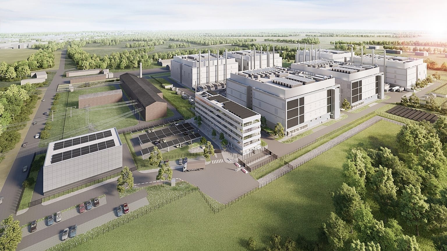 Rendering des KI-Rechenzentrums in Lübbenau