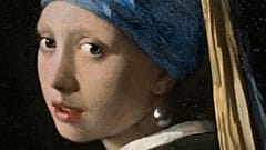 Detail of Girl with a Pearl Earring during a press preview of the Vermeer exhibit at Amsterdam's Rijksmuseum, Monday, Feb. 6, 2023,.