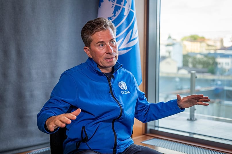 United Nations Under-Secretary-General for Humanitarian Affairs and Emergency Relief Coordinator Tom Fletcher speaks in Kyiv, 19 August, 2026