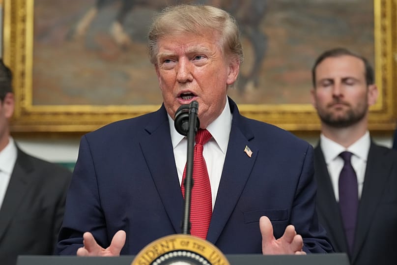 US President Donald Trump speaks during a meeting in the Roosevelt Room of the White House, 19 August, 2026