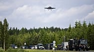 A F/A-18 Hornet multi-role fighter of the Finnish Air Force lands on a road strip during NATO's Ramstein Flag 26 exercise in Tervo, 10 June, 2026
