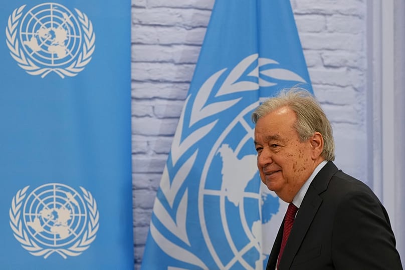 United Nations Secretary-General António Guterres arrives for a new conference in Nicosia, 29 July, 2026