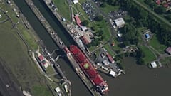 A ship transits the Pedro Miguel Locks of the Panama Canal in Panama City, 14 August, 2026