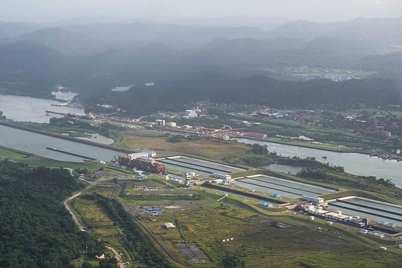 A cargo ship traverses the Cocoli Locks of the Panama Canal, 9 August, 2026