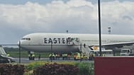 A plane carrying the deportees from the United States arrives at the Roberts International Airport outside of Monrovia, 20 August, 2026
