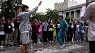 Two boys face off in an "aura battle"