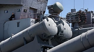 FILE: Surface-to-surface missiles and anti-submarine weapons seen on the Russian missile cruiser Varyag during its visit to San Francisco, 21 June 2010.