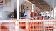 Health workers are seen at the Ebola treatment centre in Bunia General Hospital, 11 August, 2026