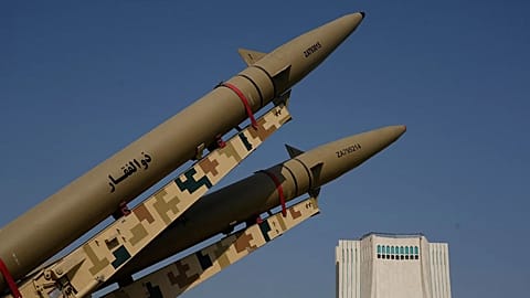 FILE: Iranian domestically-built Zolfaghar and Zolfaghar Bassir missiles are displayed in a temporary exhibition in front of the Freedom monument in Tehran, 29 July 2026