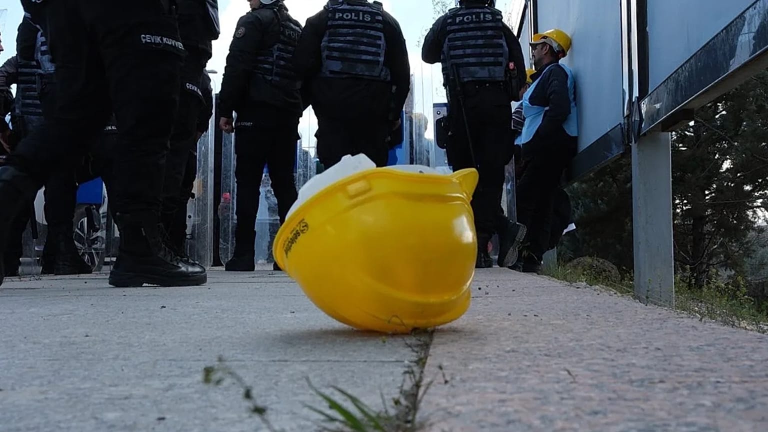 Ankara'da madencilerin grevinden bir görüntü.